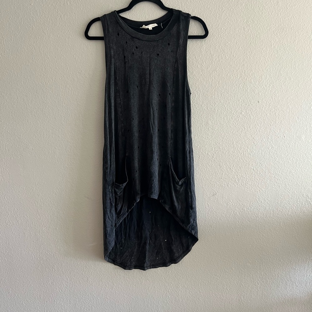 Black Distressed Tank Top